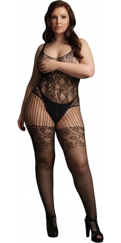 LACE AND FISHNET BODYSTOCKING Body sexy avec des bas résille