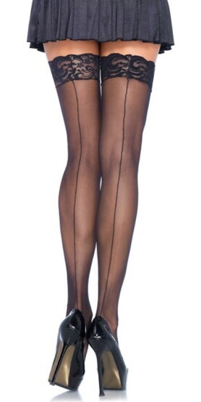 LEG AVENUE BACKSEAM Collants leg avenue avec couture et dentelle sur le dessus