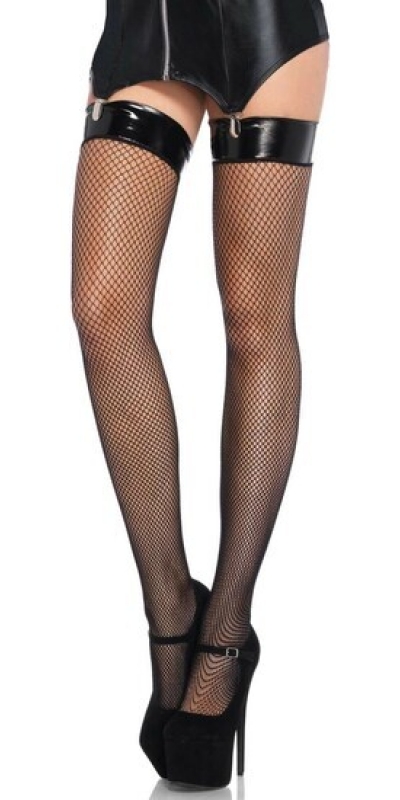 LEG AVENUE VINYL Leg avenue collants résille avec haut en vinyle