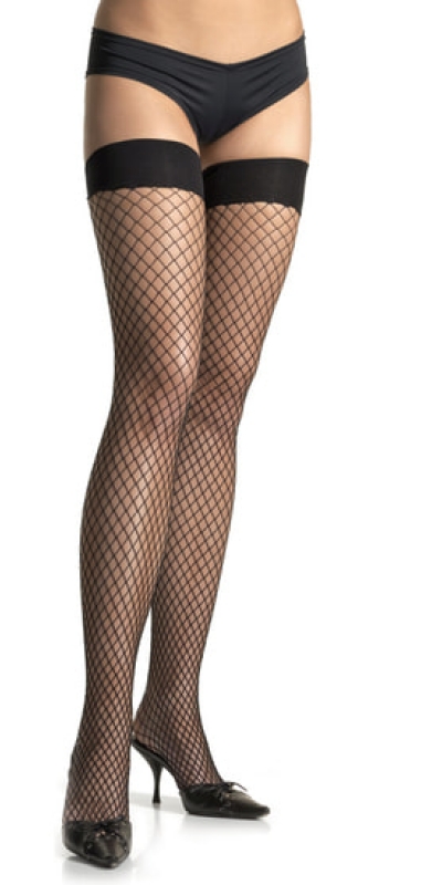 LEG AVENUE FISHNETS Bas filet noir taille unique