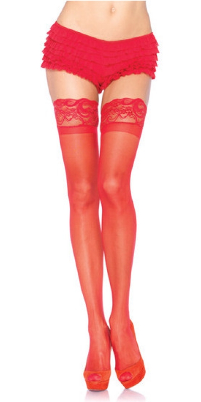 LEG AVENUE WONDERFUL Leg avenue collant rouge avec dentelle auto-adhésive grande taille