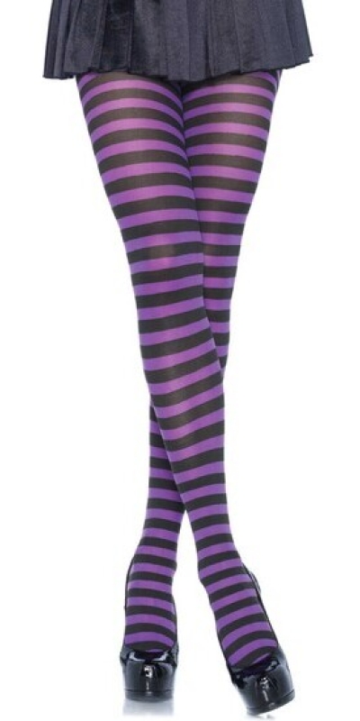 LEG AVENUE STRIPED Leg avenue pantalon à rayures noir et violet