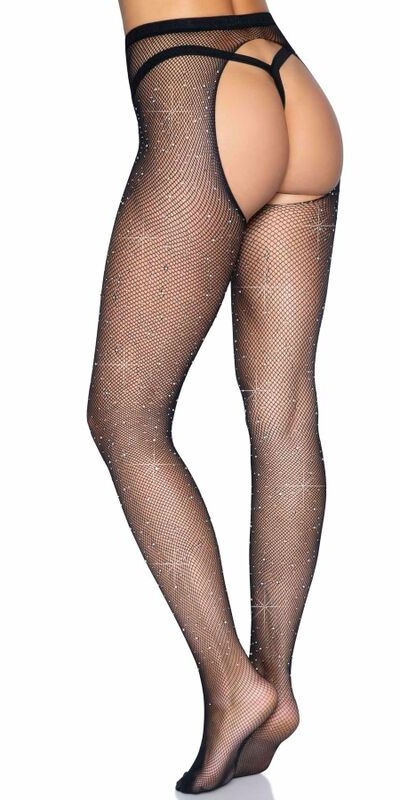 MEDIAS DE RED NETTED Collants résille avec strass et ouverture. séduction