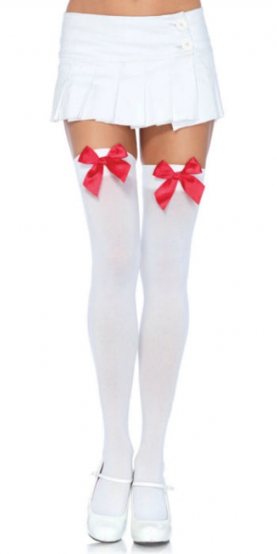 NYLON BOW Collants sexy aux genoux en nylon