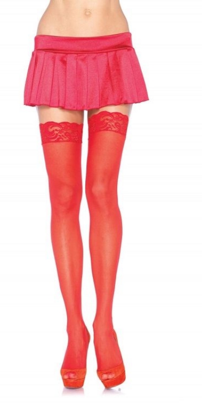 MEDIAS ROJAS Collants en dentelle rouges, taille unique ajustable.