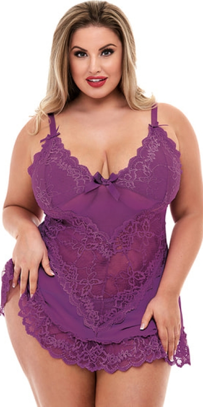 MINI LACE CHEMISE Mini chemise en dentelle - picardias violet