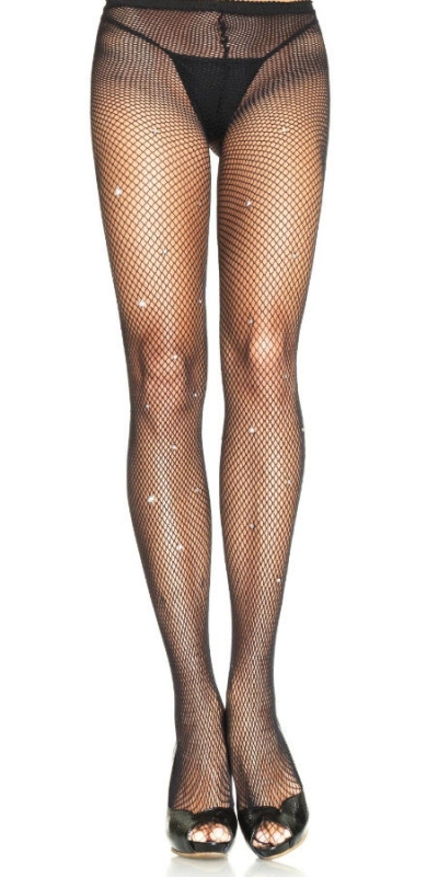 PANTYHOSE  SHINY Collants noirs avec des détails brillants pour femmes.