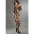 Bodystocking résille sexy à manches longues et décolleté bateau noir