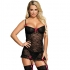 Lingerie sublime: élégante chemise noire avec porte-jarretelles.