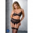 Ensemble soutien-gorge et string porte-jarretelles noir élégant