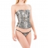 Corset fleur gris gris avec string