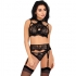 Ensemble lingerie soutien-gorge, culotte et porte-jarretelles sensuel