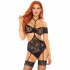 Ensemble de lingerie noir, motif floral, nylon. tailles s/m et m/l.