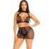 Ensemble de lingerie séduisant : top halter, mini-jupe.